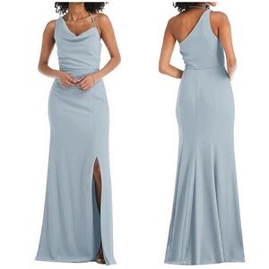 NWT After Six Crepe One Shoulder Strap Asymmetric Cowl Neck Bridesmaid Dress 10